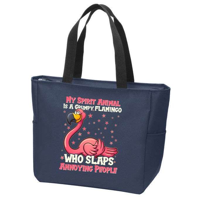 My Spirit Animal Is A Grumpy Flamingo Zip Tote Bag
