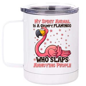 My Spirit Animal Is A Grumpy Flamingo 12 oz Stainless Steel Tumbler Cup