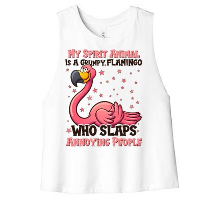 My Spirit Animal Is A Grumpy Flamingo Women's Racerback Cropped Tank