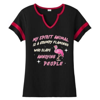 My Spirit Animal Is Grumpy Flamingo Ladies Halftime Notch Neck Tee