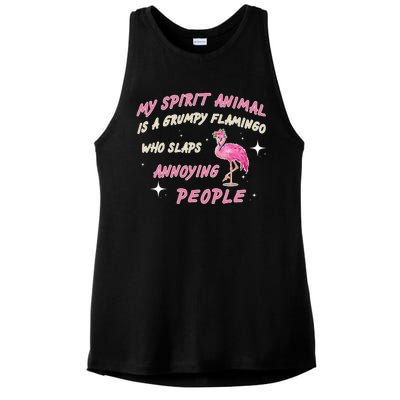 My Spirit Animal Is Grumpy Flamingo Ladies PosiCharge Tri-Blend Wicking Tank