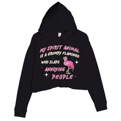 My Spirit Animal Is Grumpy Flamingo Crop Fleece Hoodie