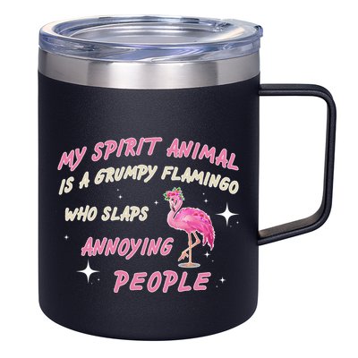 My Spirit Animal Is Grumpy Flamingo 12oz Stainless Steel Coffee Mug