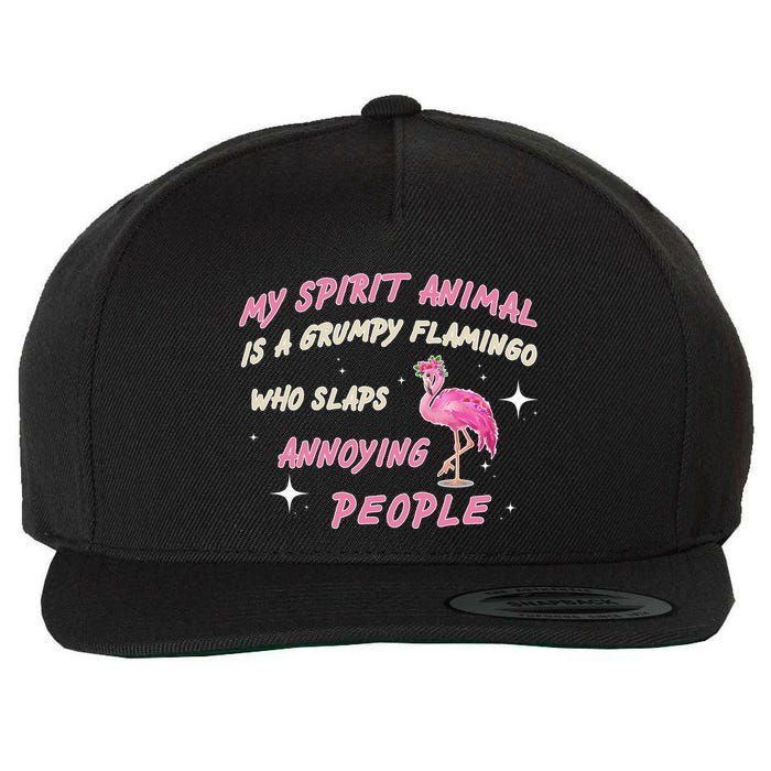 My Spirit Animal Is Grumpy Flamingo Wool Snapback Cap