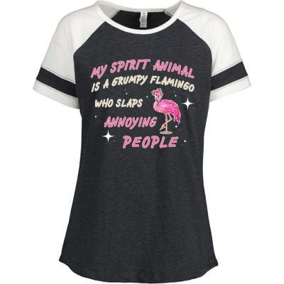 My Spirit Animal Is Grumpy Flamingo Enza Ladies Jersey Colorblock Tee