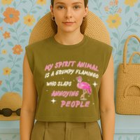 My Spirit Animal Is Grumpy Flamingo Garment-Dyed Women's Muscle Tee