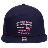 My Spirit Animal Is Grumpy Flamingo 7 Panel Mesh Trucker Snapback Hat