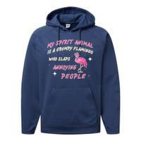 My Spirit Animal Is Grumpy Flamingo Performance Fleece Hoodie