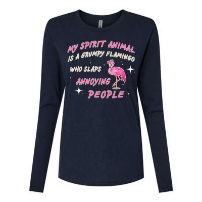 My Spirit Animal Is Grumpy Flamingo Womens Cotton Relaxed Long Sleeve T-Shirt