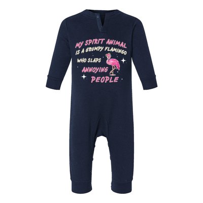 My Spirit Animal Is Grumpy Flamingo Infant Fleece One Piece