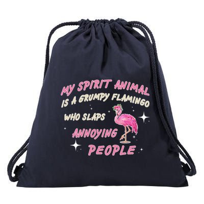 My Spirit Animal Is Grumpy Flamingo Drawstring Bag