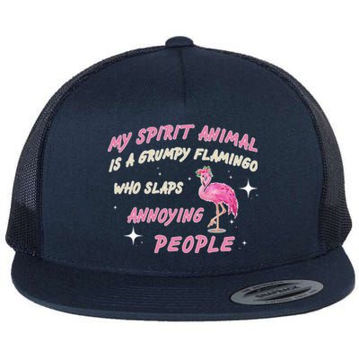 My Spirit Animal Is Grumpy Flamingo Flat Bill Trucker Hat