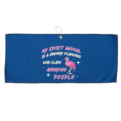 My Spirit Animal Is Grumpy Flamingo Large Microfiber Waffle Golf Towel