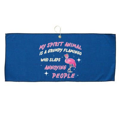 My Spirit Animal Is Grumpy Flamingo Large Microfiber Waffle Golf Towel