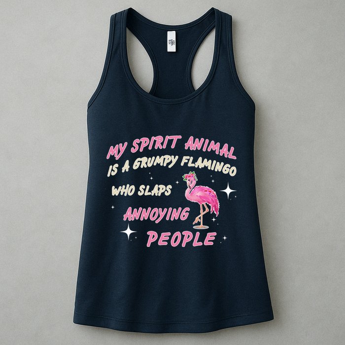 My Spirit Animal Is Grumpy Flamingo Womens Tank Top