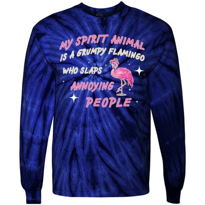 My Spirit Animal Is Grumpy Flamingo Tie-Dye Long Sleeve Shirt