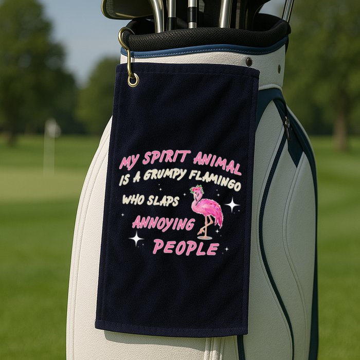 My Spirit Animal Is Grumpy Flamingo Golf Towel