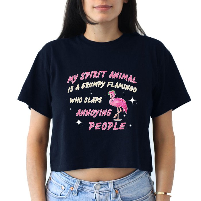 My Spirit Animal Is Grumpy Flamingo Crop Top
