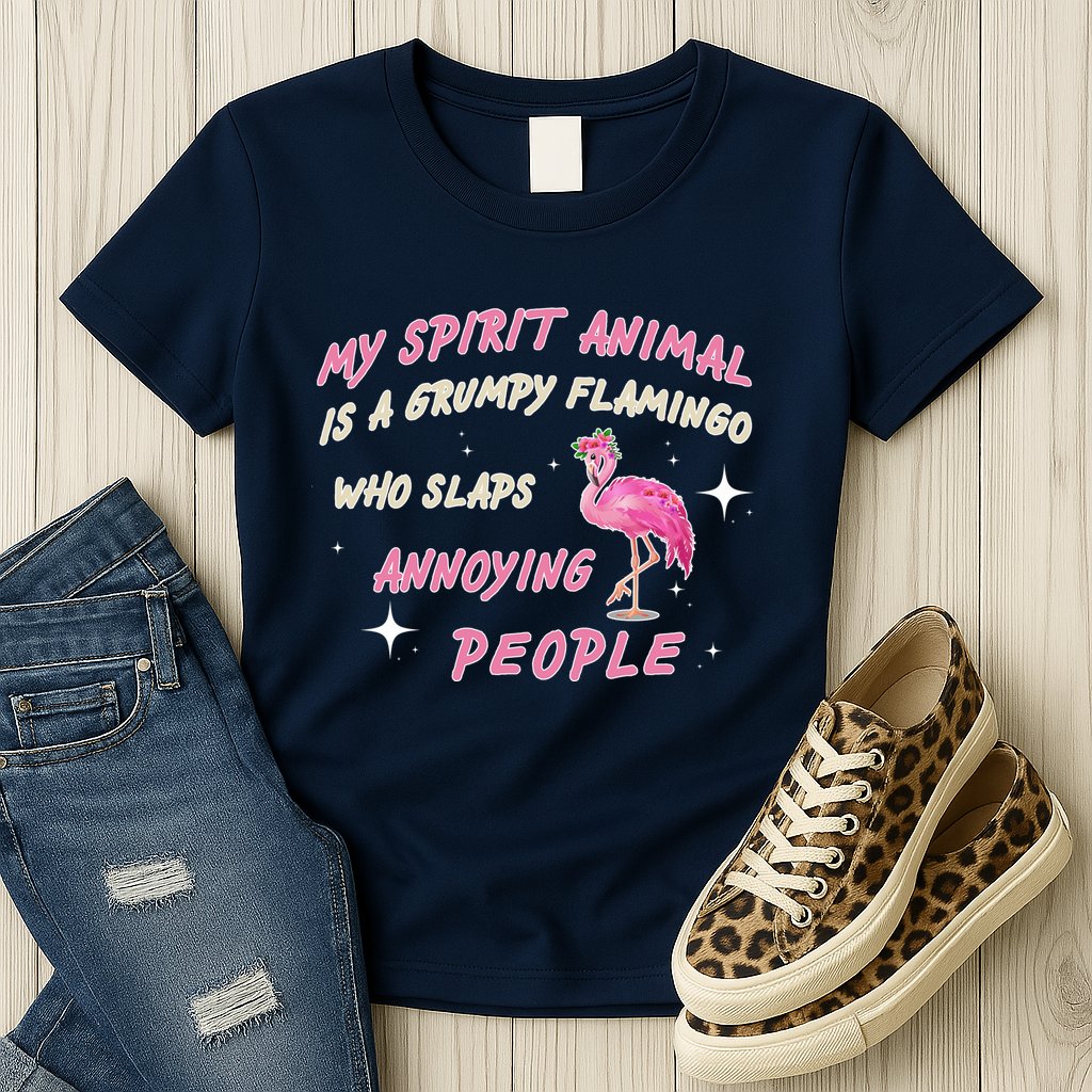 My Spirit Animal Is Grumpy Flamingo Womens T-Shirt