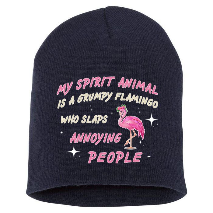 My Spirit Animal Is Grumpy Flamingo Short Acrylic Beanie