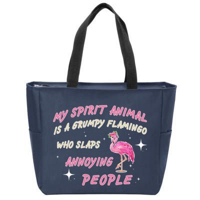 My Spirit Animal Is Grumpy Flamingo Zip Tote Bag