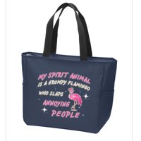 My Spirit Animal Is Grumpy Flamingo Zip Tote Bag