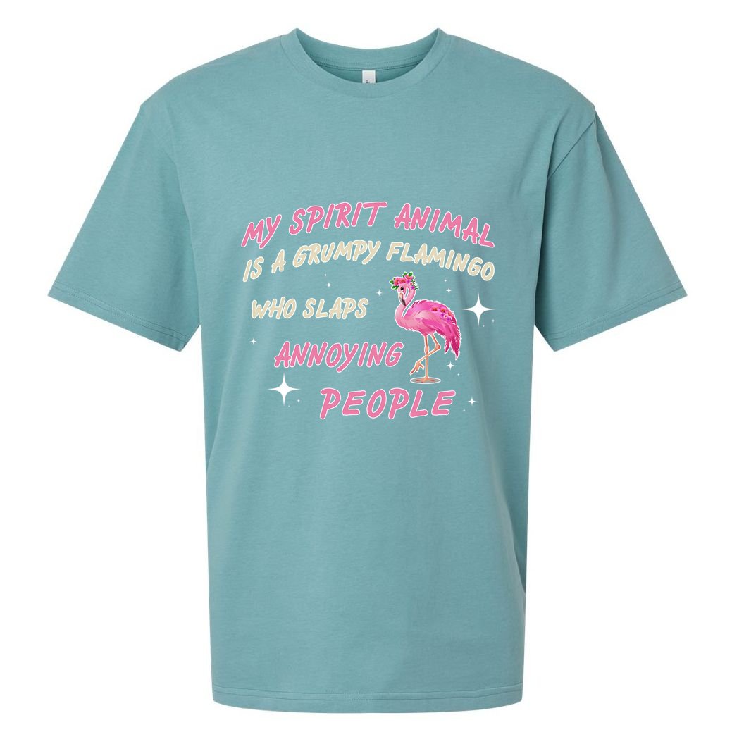 My Spirit Animal Is Grumpy Flamingo Sueded Cloud Jersey T-Shirt