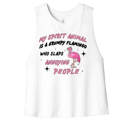 My Spirit Animal Is Grumpy Flamingo Women's Racerback Cropped Tank