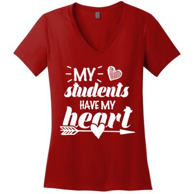 My Students Have My Heart Cute Teacher Women's V-Neck T-Shirt