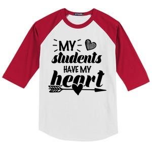 My Students Have My Heart Cute Teacher Kids Colorblock Raglan Jersey