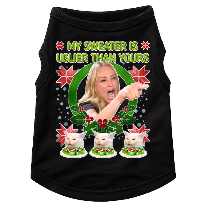 My Sweater Is Uglier Than Yours Yelling Cat Meme  Doggie Tank
