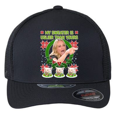 My Sweater Is Uglier Than Yours Yelling Cat Meme  Flexfit Unipanel Trucker Cap