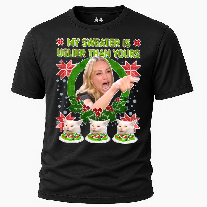 My Sweater Is Uglier Than Yours Yelling Cat Meme  Cooling Performance Crew T-Shirt