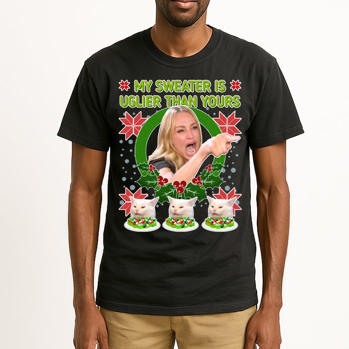 My Sweater Is Uglier Than Yours Yelling Cat Meme  Tall T-Shirt
