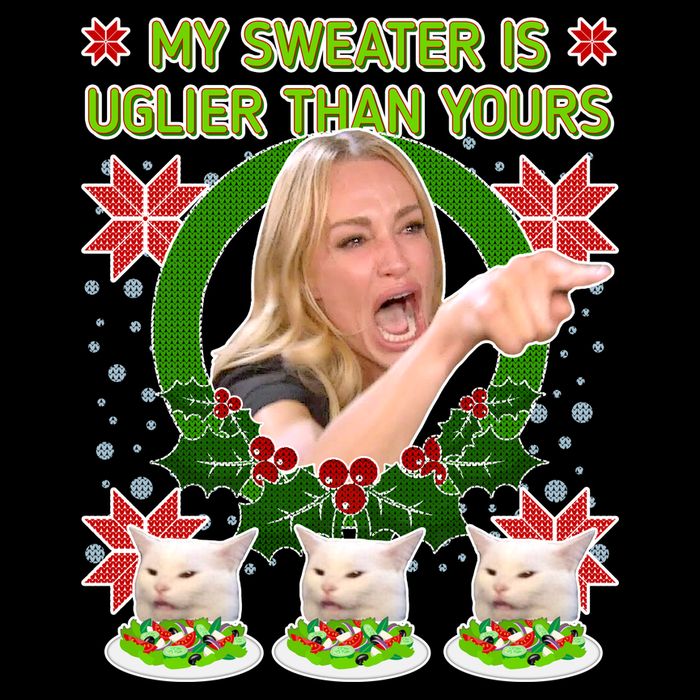 My Sweater Is Uglier Than Yours Yelling Cat Meme  Impact Tech Backpack