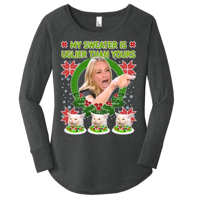 My Sweater Is Uglier Than Yours Yelling Cat Meme  Women's Perfect Tri Tunic Long Sleeve Shirt