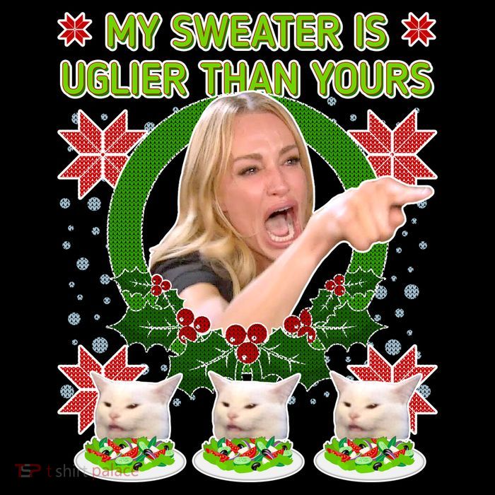 My Sweater Is Uglier Than Yours Yelling Cat Meme  Cooling Performance Long Sleeve Crew