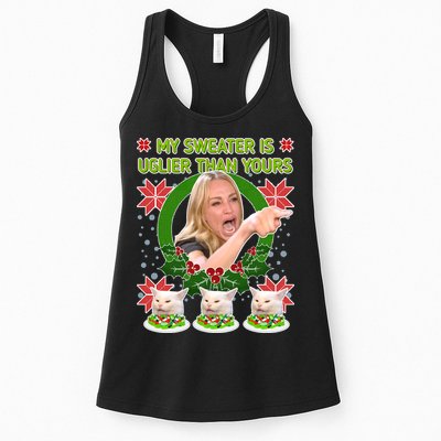 My Sweater Is Uglier Than Yours Yelling Cat Meme  Womens Tank Top