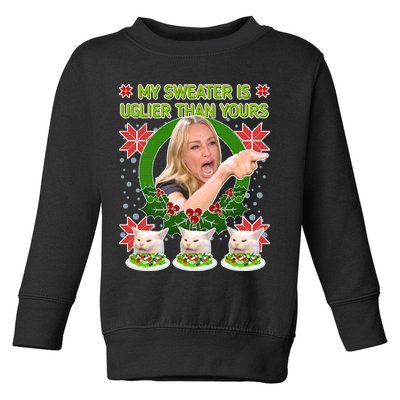 My Sweater Is Uglier Than Yours Yelling Cat Meme  Toddler Sweatshirt