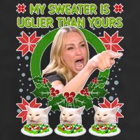My Sweater Is Uglier Than Yours Yelling Cat Meme  Trucker Hat