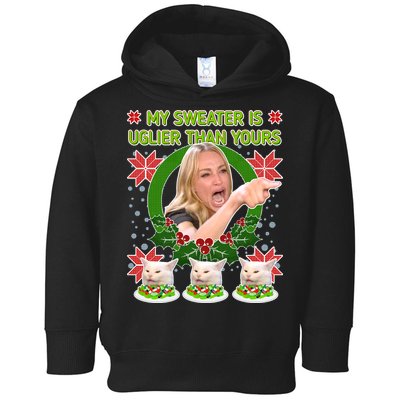 My Sweater Is Uglier Than Yours Yelling Cat Meme  Toddler Hoodie