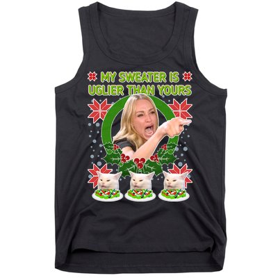 My Sweater Is Uglier Than Yours Yelling Cat Meme  Tank Top
