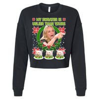 My Sweater Is Uglier Than Yours Yelling Cat Meme  Cropped Pullover Crew