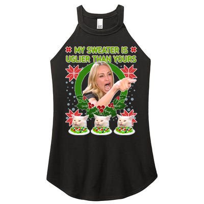 My Sweater Is Uglier Than Yours Yelling Cat Meme  Women's Perfect Tri Rocker Tank