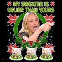 My Sweater Is Uglier Than Yours Yelling Cat Meme  Short Acrylic Beanie