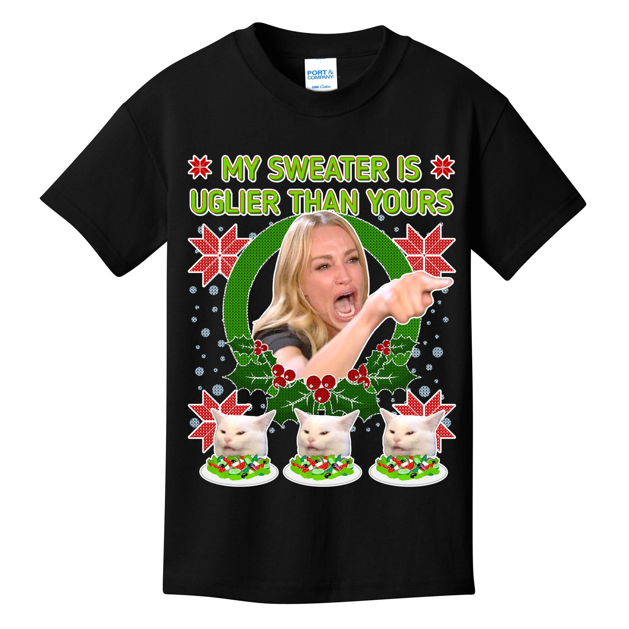 My Sweater Is Uglier Than Yours Yelling Cat Meme  Kids T-Shirt