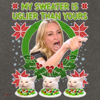 My Sweater Is Uglier Than Yours Yelling Cat Meme  Cotton Canvas Backpack