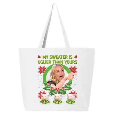 My Sweater Is Uglier Than Yours Yelling Cat Meme  25L Jumbo Tote