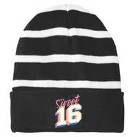 My Sweet Sixteen Striped Beanie with Solid Band