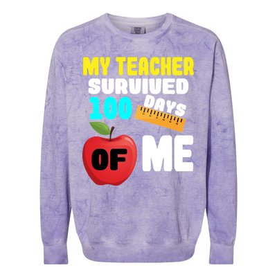 My Teacher Survived 100 Days Of Me Colorblast Crewneck Sweatshirt